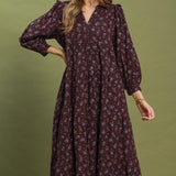 Plum Mini Floral Tiered Midi Dress