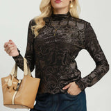 Black Abstract Burnout Velvet Layering Top