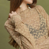 Earthbound Floral Mock Neck Sheer Mesh