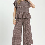 Choco Gingham Scallop Hem Pant