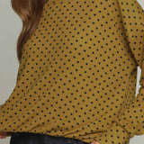 Mustard + Black Polka Dot Bubble Hem Top