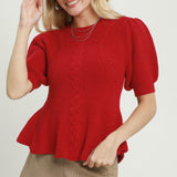 Ravishing Red Peplum Woven Sweater