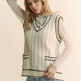 Whipstitch Knit Sweater Vest