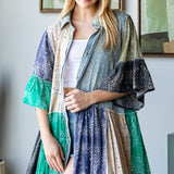Bandana + Denim Mix Patchwork Flowy Dress