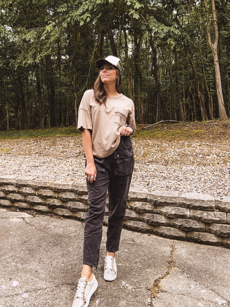 Black Utility Pocket Comfy Bottoms