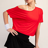Red Modal Crop Off Shoulder Top