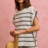 Stripe Scallop Sweater Dolman + Short Set | Sold as Set