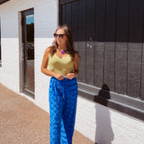 Royal Blue Satin Textured Pant