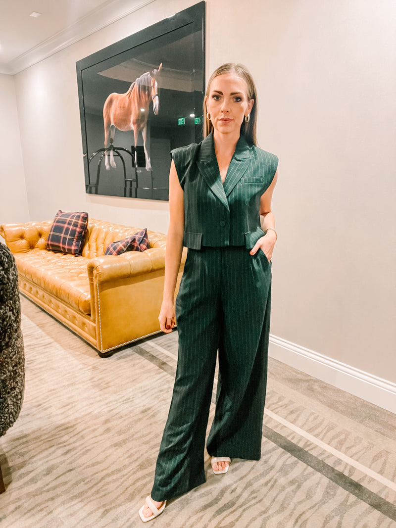 Hunter Green Pinstripe Pant