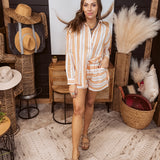 Rust Yarn Effect Stripe Short