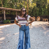 Oatmeal Crop Woven Flutter Top