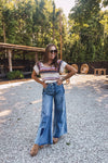 Oatmeal Crop Woven Flutter Top