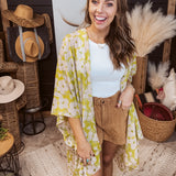 Lime Green Boho Floral Kimono