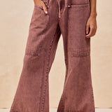 Vintage Wine Cargo Drawstring Waist Pant
