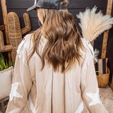 Beige Contrast Star Elbow Patch Jacket