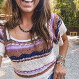 Oatmeal Crop Woven Flutter Top