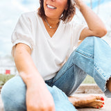 Wrinkle Woven V Neck Dolman