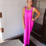 Button Sling Wide Leg Jumpsuit