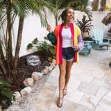 Neon Colorblock Front Button Cardigan
