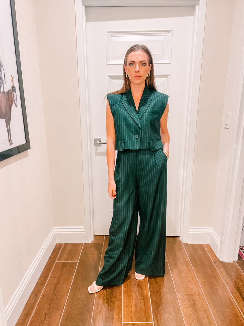 Hunter Green Pinstripe Pant