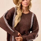 Espresso Whip Stitch Sweater