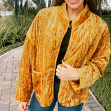 Mustard Velvet Embossed Jacket