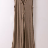Mocha Stripe Wide Leg Leisure Jumpsuit
