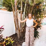 Mocha Crinkle Wavy Zebra Print Pant