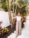 Mocha Crinkle Wavy Zebra Print Pant