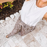Mocha Crinkle Wavy Zebra Print Pant