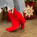 Westbound Red Suede Bootie