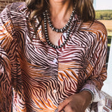 Orange Tan Animal Print Button Up Shirt Dress