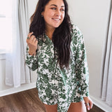 Green & White Floral Print Set