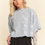 Barely Blue Floral Lace Pullover