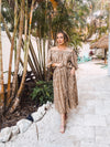 Mocha Floral Embroidery Crepe Skirt