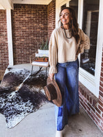 Natural Washed Lace Puff Sleeve Top