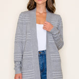 Stitch Stripe Open Front Cardigan