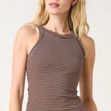 Stripe Rib Knit Round Neck Tank
