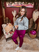 Magenta Satin Jogger Pants with Cargo Pocket