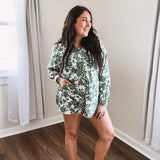 Green & White Floral Print Set