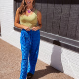Royal Blue Satin Textured Pant