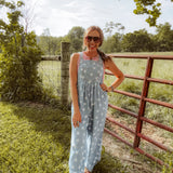Light Denim Star Printed Jumpsuit