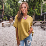Golden Kiwi Mineral Wash Cotton Gauze Top