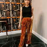 Camel Velvet Wide Pants