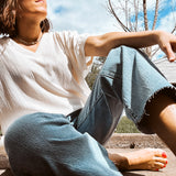 Wrinkle Woven V Neck Dolman