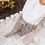 Mocha Crinkle Wavy Zebra Print Pant