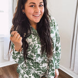 Green & White Floral Print Set
