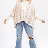 Sand Daisy Lace Tie Front Kimono Top