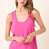 Hot Pink Scoop Neck Flow Tank