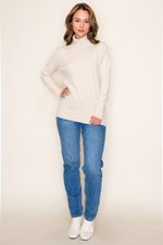 Turtleneck Long Sleeve Button Cuff Detail Sweater